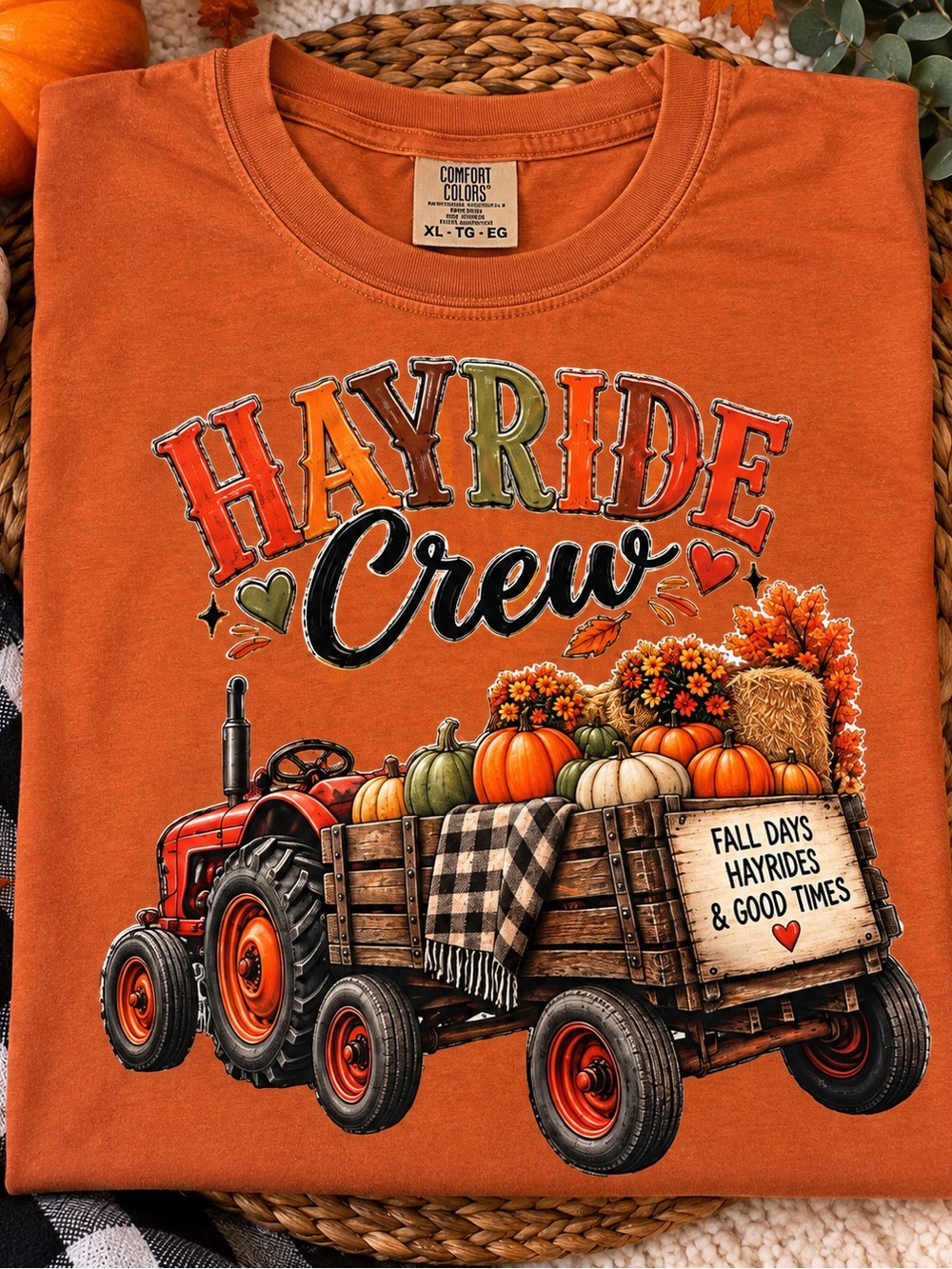 Comfort Colors Orange Hayride Crew Graphic Tee